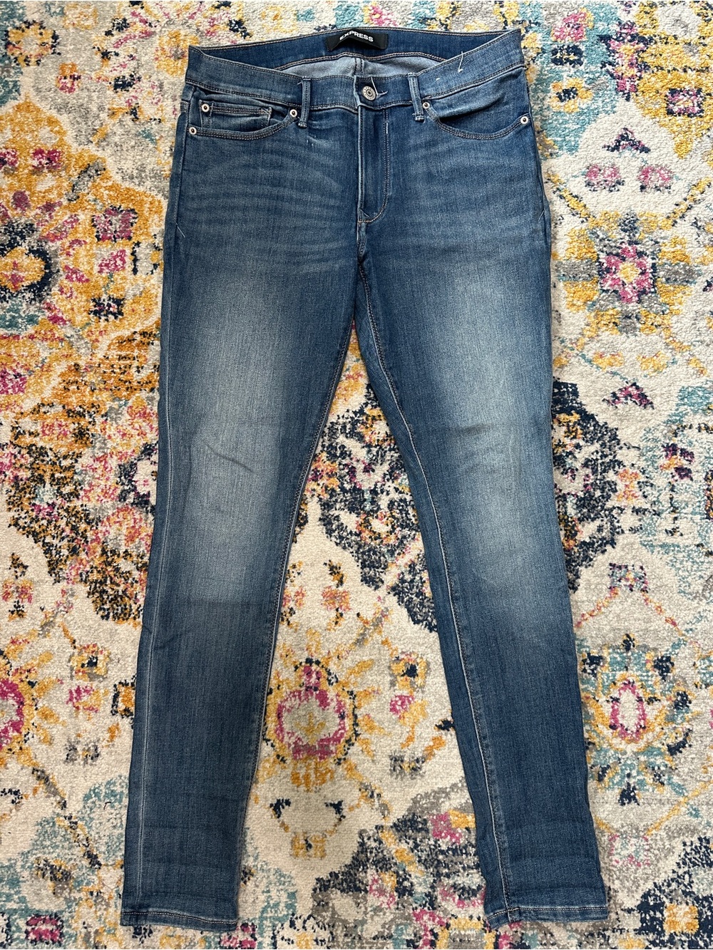 Express Jeans Womens 10 Regular Legging Mid Rise Medium Wash Stretch Denim